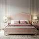 Luxury Pink Inlay Patterned King Bed with Matching Nightstands