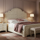 Elegant Bone Inlay King Size Bed with Matching Nightstand and Bench