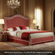Luxury Red Inlaid Bed with Matching Nightstands