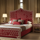 Luxury Red Upholstered Bed with Intricate Mosaic Detailing