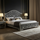 Luxury Handcrafted Black and White Floral Inlay King Bed