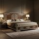 Luxury Handcrafted Inlaid Wood King Bed with Matching Nightstands