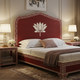 Luxurious Red Lotus-Inlaid King Size Bed