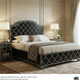 Luxury Black and White Patterned Bed with Nightstands