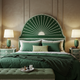 Emerald Luxe Inlay Wooden Bed with Matching Nightstands