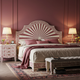 Luxury Hand-Painted Wooden Bed & Nightstand Set
