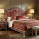 Luxury Handcrafted Red Bone Inlay King Bed with Matching Nightstands
