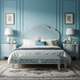 Luxury Blue Floral Inlaid Bedroom Set