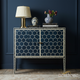 Blue Geometric Patterned Cabinet with Inlay Detailing | Luxury Handmade Cabinet