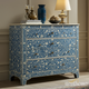 Handcrafted Blue Floral Inlay Wooden Chest of Drawers | Luxury Handmade Chest of Drawer