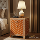 Decorative Wooden Nightstand with Chevron Pattern | Luxury Handmade Bedside Table