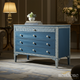Elegant Blue Wooden Chest of Drawers with Greek Key Pattern | Luxury Handmade Chest of Drawer