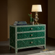 Elegant Green Herringbone Inlay 3-Drawer Chest | Luxury Handmade Chest of Drawer