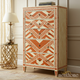 Hand-Painted Geometric Pattern Wood Chest of Drawers | Luxury Handmade Tallboy