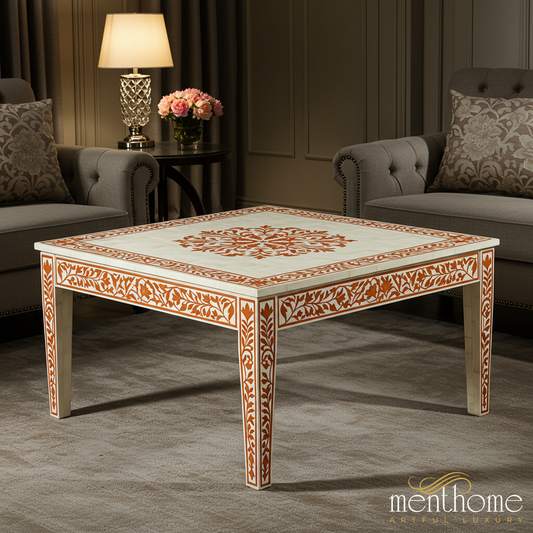 Handcrafted Inlay Design Wooden Coffee Table | Luxury Handmade Coffee Table