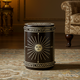 Hand-Painted Sunburst Accent Drum Table | Luxury Handmade Stool