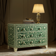 Green Floral Inlay Wooden Chest of Drawers | Luxury Handmade Chest of Drawer