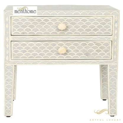 Bone Inlay Wood Bedside Table Design Bedside Handmade Bone Inlay Wooden Modern Floral Pattern Side table Furniture Handmade Wooden Table | Luxury Handmade Bedside Table