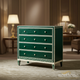 Elegant Green Wooden Chest of Drawers with Ivory Inlay | Luxury Handmade Chest of Drawer