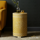 Elegant Yellow Patterned Side Table | Luxury Handmade Side Table
