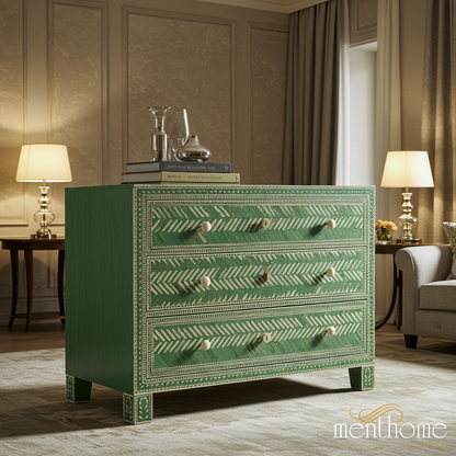 Green Hand Painted Wooden Dresser With Three Drawers gree Menthome USA Green Hand Painted Wooden Dresser With Three Drawers gree Menthome USA