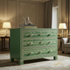 Green Hand-Painted Wooden Dresser with Three Drawers | Luxury Handmade Chest of Drawer