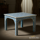 Blue and White Floral Inlay Square Table | Luxury Handmade Coffee Table