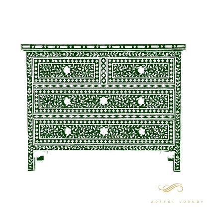 4 Drawer Dresser Mother of Pearl Inlay | Luxury Handmade Dresser