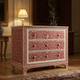 Handcrafted Red Floral Inlay Chest of Drawers | Luxury Handmade Chest of Drawer