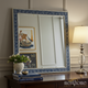 Elegant Blue and Silver Floral Patterned Square Mirror | Luxury Handmade Mirror