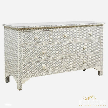 Bone Inlay Grey 7 Drawers  dressers | Luxury Handmade Dresser