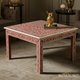 Handcrafted Red and White Bone Inlay Coffee Table | Luxury Handmade Coffee Table