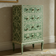 Green Floral Pattern Hand-Painted Chest of Drawers | Luxury Handmade Tallboy