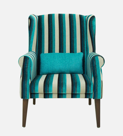 Fabric Wing Chair In Blue Stripes Colour