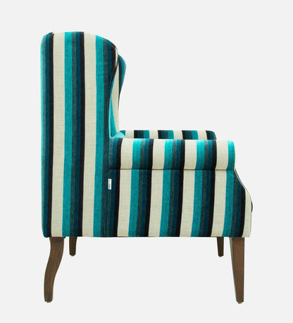 Fabric Wing Chair In Blue Stripes Colour