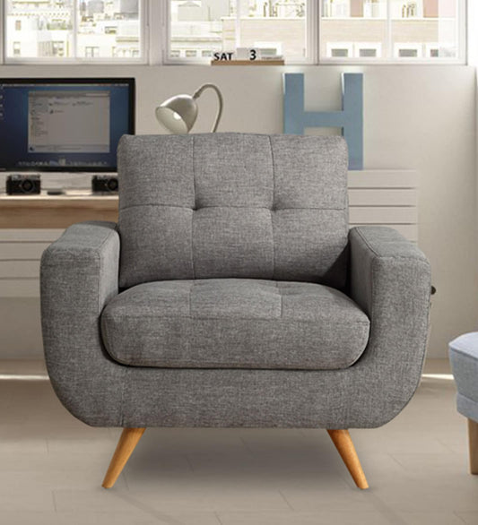 Fabric Lounge Chair in Grey Colour,