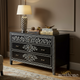 Black Handcrafted Inlay Floral Design Chest of Drawers | Luxury Handmade Dresser