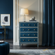 Elegant Blue Velvet Chest of Drawers | Luxury Handmade Tallboy