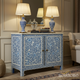 Blue and White Floral Patterned Wooden Cabinet | Luxury Handmade Cabinet