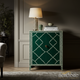 Green Bone Inlay Cabinet with Patterned Design | Luxury Handmade Cabinet