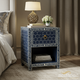 Blue and White Patterned Bedside Table with Drawer | Luxury Handmade Bedside Table