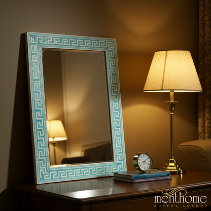 Decorative Greek Key Pattern Table Mirror | Luxury Handmade Mirror