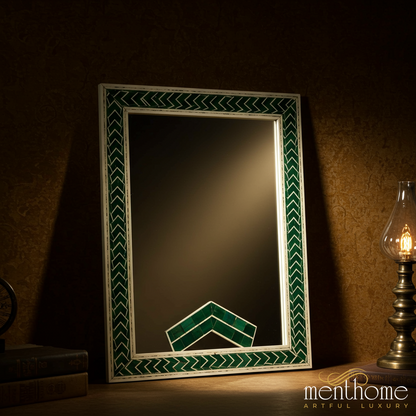 Decorative Green Mosaic Frame Wall Mirror | Luxury Handmade Mirror