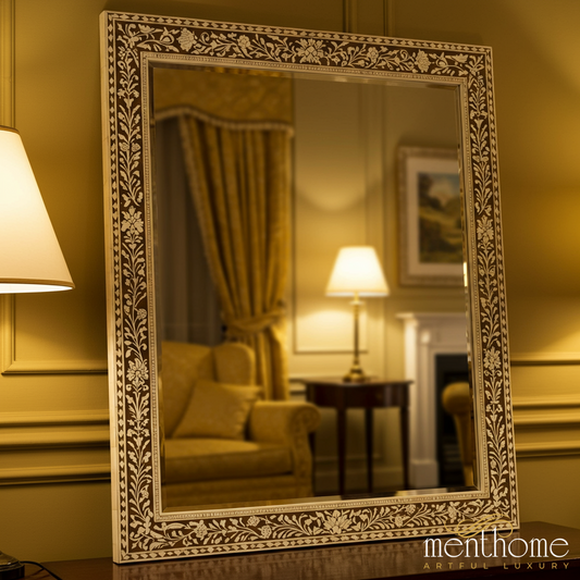 Elegant Floral Carved Wall Mirror | Luxury Handmade Mirror