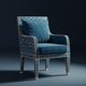 Inlay Chair with Blue Upholstery | Luxury Handmade Chair
