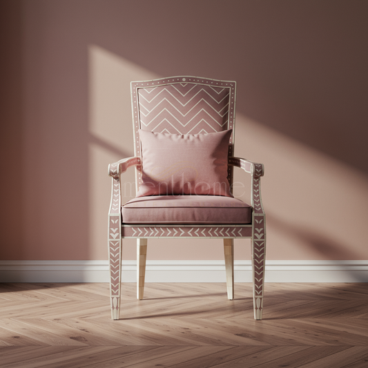 Elegant Inlay Armchair with Upholstered Cushion | Luxury Handmade Chair