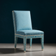 Inlay Chair with Elegant Blue Chevron Upholstery | Luxury Handmade Chair