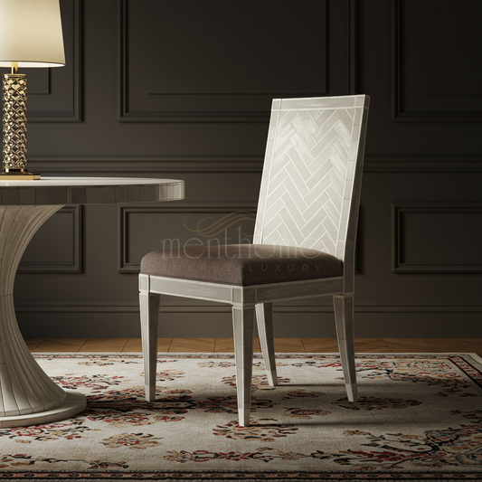 Inlay Accent Chair with Upholstered Seat | Luxury Handmade Chair