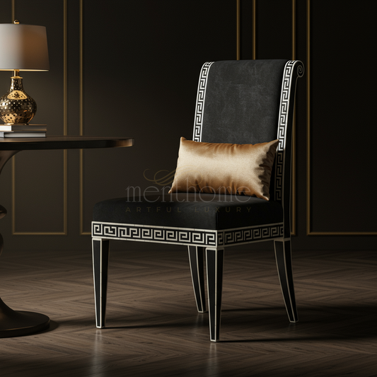 Inlay Chair with Elegant Greek Key Detailing | Luxury Handmade Chair