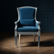 Inlay Chair with Blue Velvet Upholstery | Luxury Handmade Chair